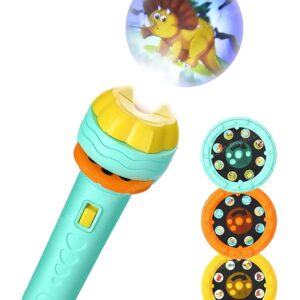 Toyshine Projector Toys for Kids 3 Slids, Projector Flashlight Torch, Kids Projection Light Toy Educational Cartoon Story Torch Projector Bedtime Toy for Kids Best Gift for Kids (24 Patterns)